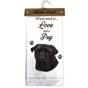 Pug Black Kitchen Towel